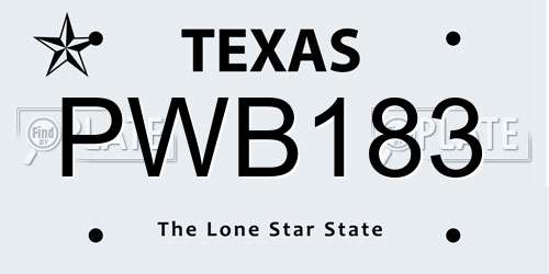 PWB183 Texas License Plate