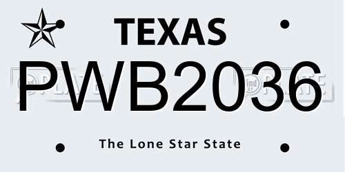 PWB2036 Texas License Plate