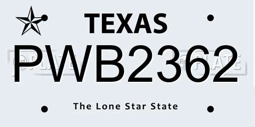 PWB2362 Texas License Plate