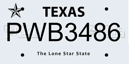 PWB3486 Texas License Plate