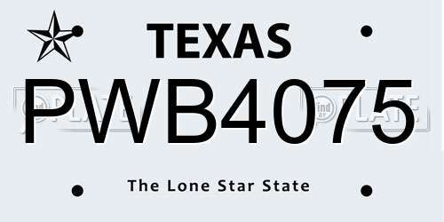 PWB4075 Texas License Plate