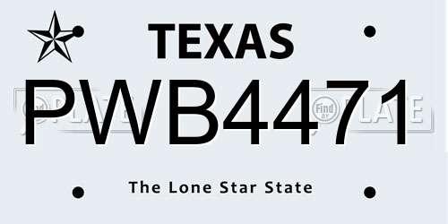 PWB4471 Texas License Plate