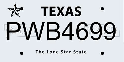 PWB4699 Texas License Plate