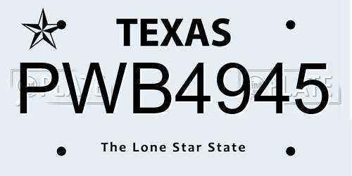 PWB4945 Texas License Plate