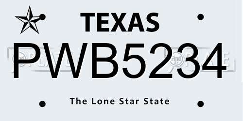 PWB5234 Texas License Plate