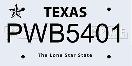 PWB5401 Texas License Plate