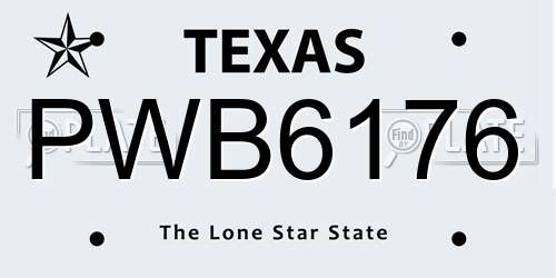 PWB6176 Texas License Plate