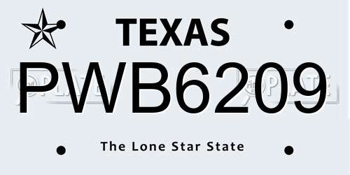 PWB6209 Texas License Plate