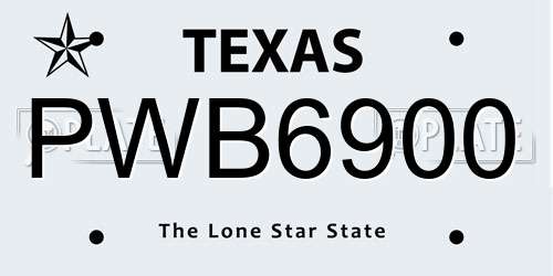 PWB6900 Texas License Plate