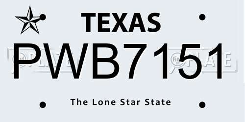 PWB7151 Texas License Plate