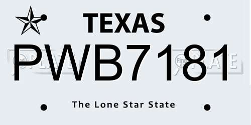 PWB7181 Texas License Plate