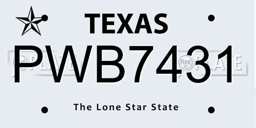 PWB7431 Texas License Plate