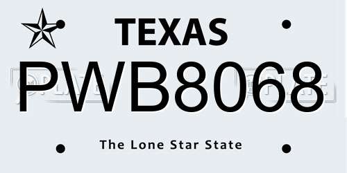PWB8068 Texas License Plate