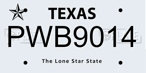 PWB9014 Texas License Plate