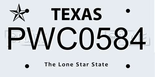 PWC0584 Texas License Plate