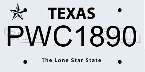 PWC1890 Texas License Plate