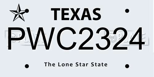PWC2324 Texas License Plate