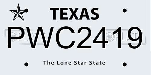 PWC2419 Texas License Plate