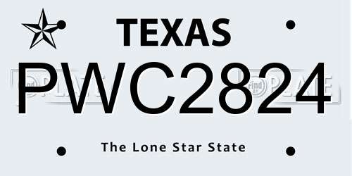 PWC2824 Texas License Plate