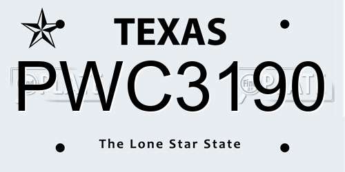 PWC3190 Texas License Plate