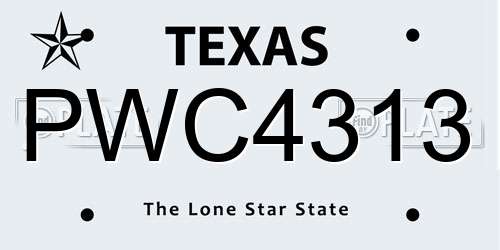 PWC4313 Texas License Plate