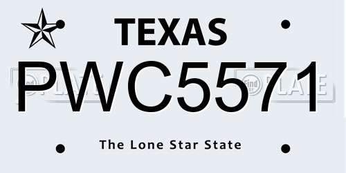 PWC5571 Texas License Plate