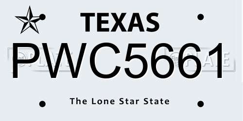 PWC5661 Texas License Plate