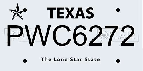 PWC6272 Texas License Plate
