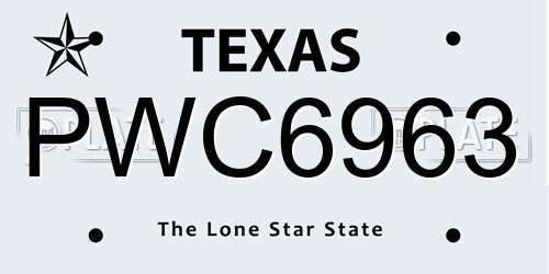 PWC6963 Texas License Plate