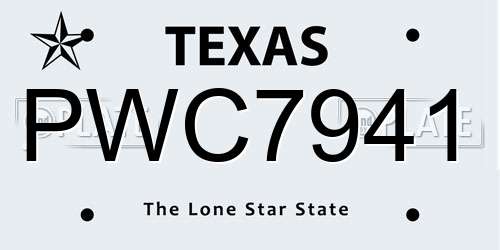 PWC7941 Texas License Plate