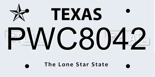 PWC8042 Texas License Plate