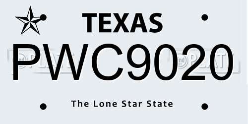 PWC9020 Texas License Plate