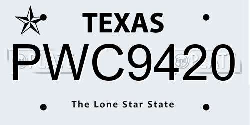 PWC9420 Texas License Plate