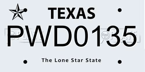 PWD0135 Texas License Plate