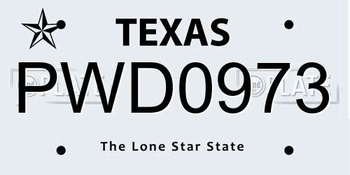 PWD0973 Texas License Plate