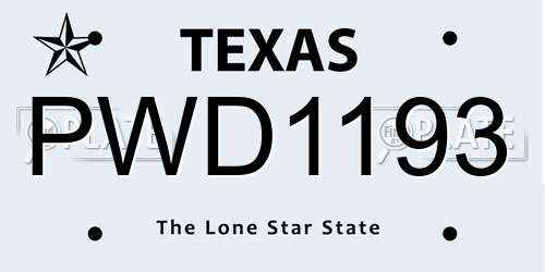 PWD1193 Texas License Plate