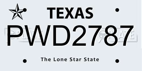 PWD2787 Texas License Plate