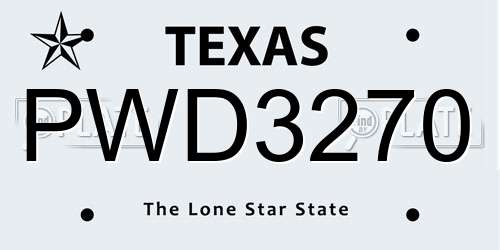 PWD3270 Texas License Plate