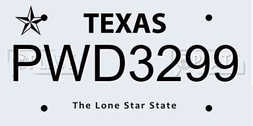 PWD3299 Texas License Plate