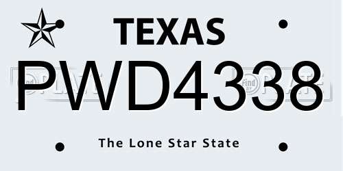 PWD4338 Texas License Plate