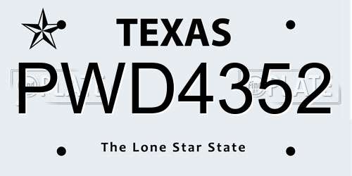 PWD4352 Texas License Plate