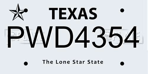 PWD4354 Texas License Plate