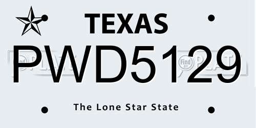 PWD5129 Texas License Plate