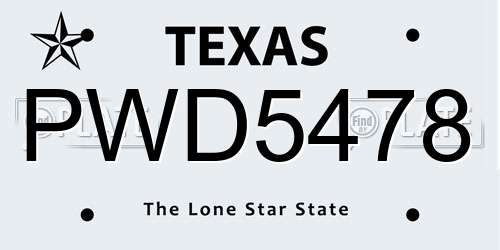 PWD5478 Texas License Plate