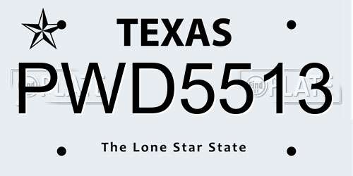 PWD5513 Texas License Plate