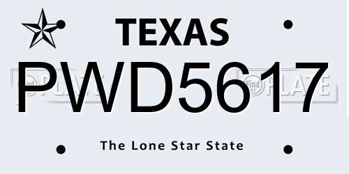 PWD5617 Texas License Plate