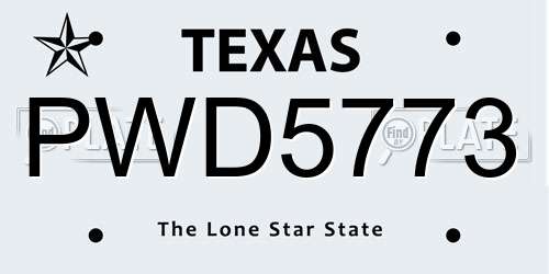 PWD5773 Texas License Plate