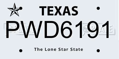 PWD6191 Texas License Plate