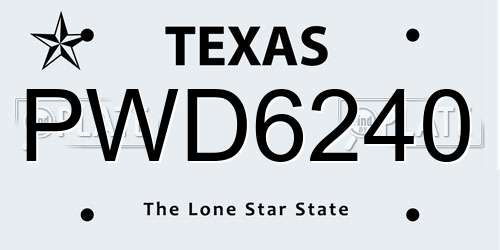 PWD6240 Texas License Plate