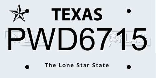 PWD6715 Texas License Plate